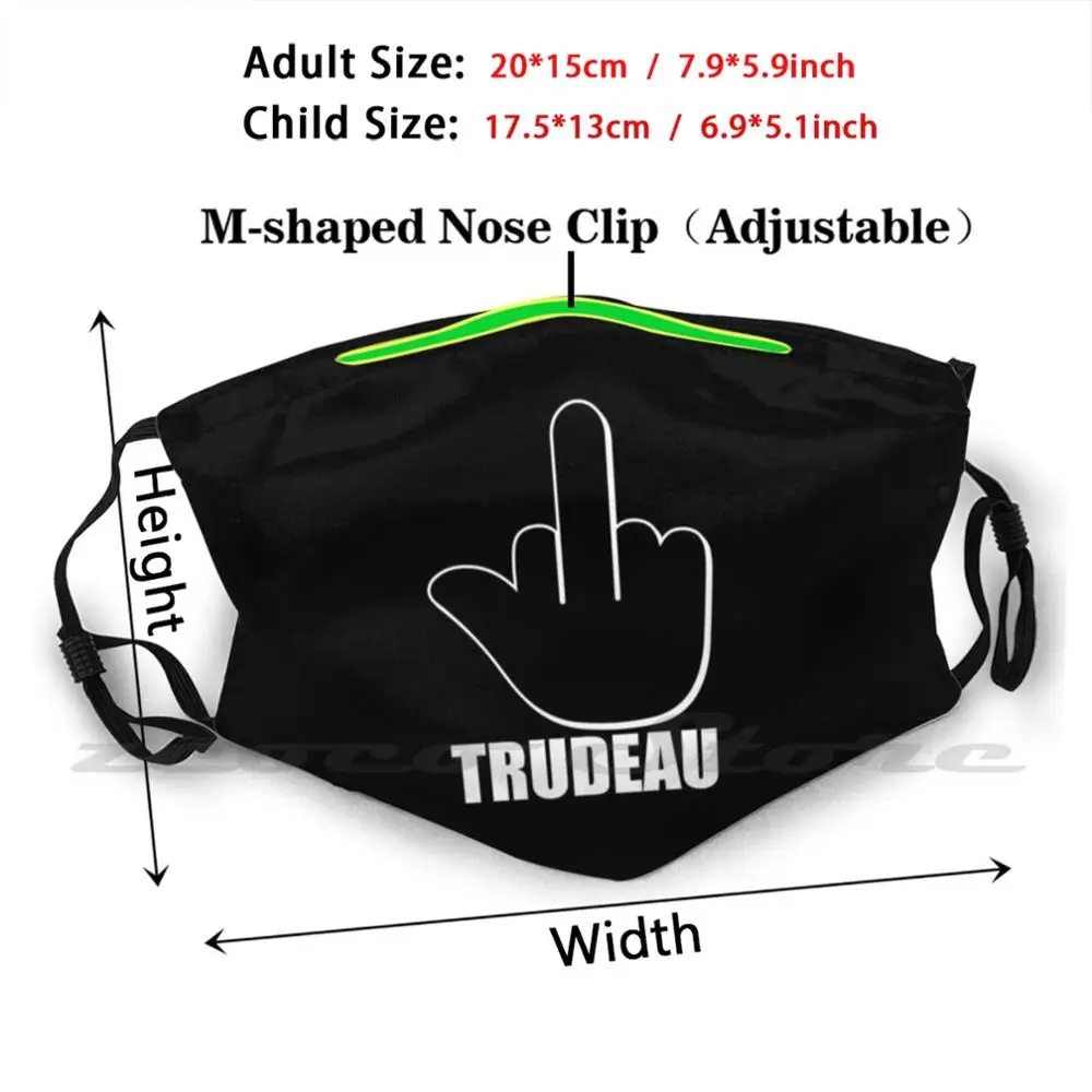 F Off Trudeau-mascarilla con patrón personalizado para adultos y niños, máscara lavable con filtro Pm2.5, dedo medio y dedo medio