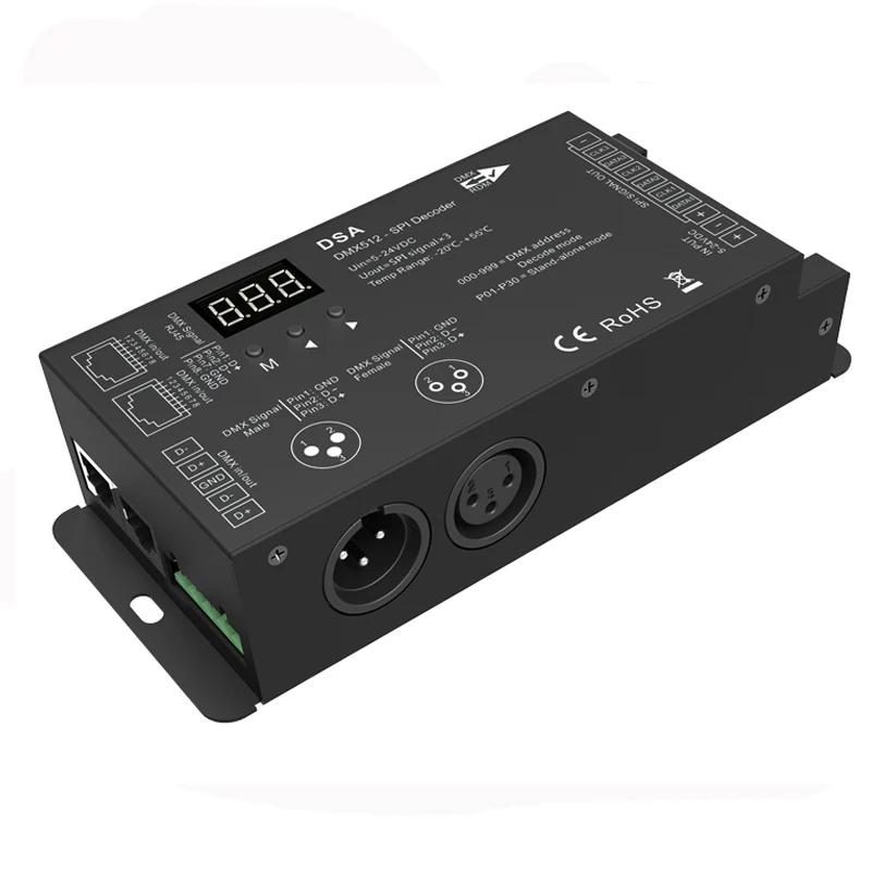 New Led DMX512 to SPI Decoder DMX Converter 1024 Dots TTL Pixel Controller Support 6803/8806/2811/ 2812/2801/3001/9813 IC