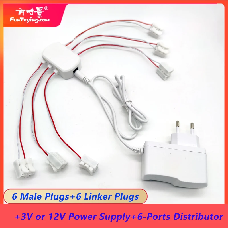 3V/12V AC/DC Adapter / Power supply with 6 ports output 3V/12V DC/Railway Layout/Railroad Layout/Train Layout