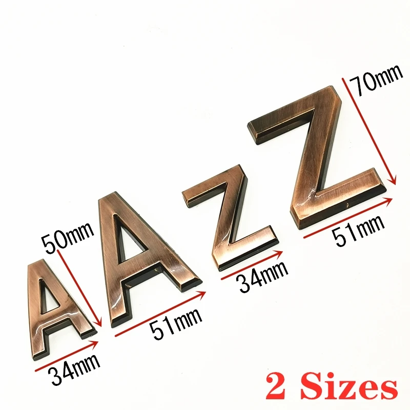 Decoration House Numbers A To Z Modern Letters  Copper Plaque Hotel  Address Digits Sticker Home Decor Wedding Room Accessories