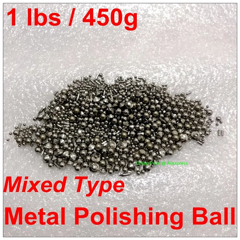 450g Mixed Shape Metal Polishing Bead 1lbs 304 Stainless Steel Medium Round Polishing Balls For Rotary Tumbler Polishing Jewelry