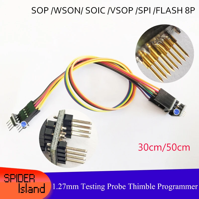 

30cm / 50cm Burn Programming Tool Fixture Testing Probe Thimble Needle 1.27mm jtag Chip SOP WSON SOIC VSOP SPI FLASH 8P