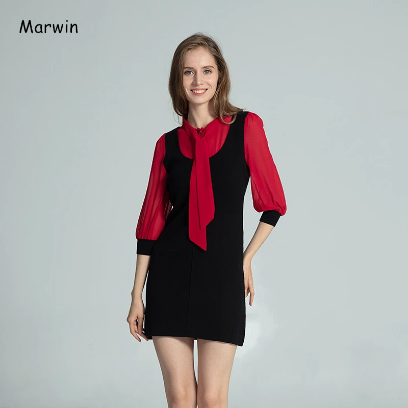 

Marwin New-Coming Half Sleeve Single Breasted Knee-Length High Street Women Sweaters Thick Solid Butterfly Collar Female Sweater