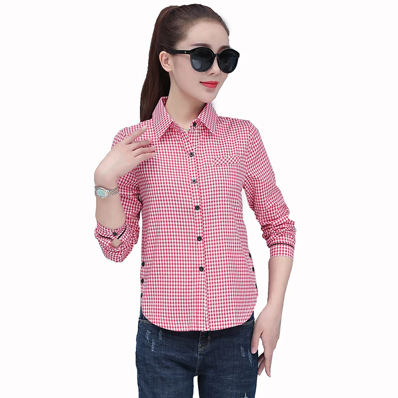 Donne Camicia A Maniche Lunghe All-abbinato Casual Plaid Gira-giù il Collare Camicette Blusa Feminina Il Mio NewIn