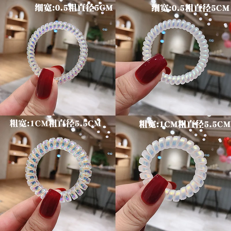 AccMAX Fashion Shiny Bling Telephone Wire Rubber Band Spiral Shape Headwear Elastic Hair Band Gum Hair Rope Hair Ties