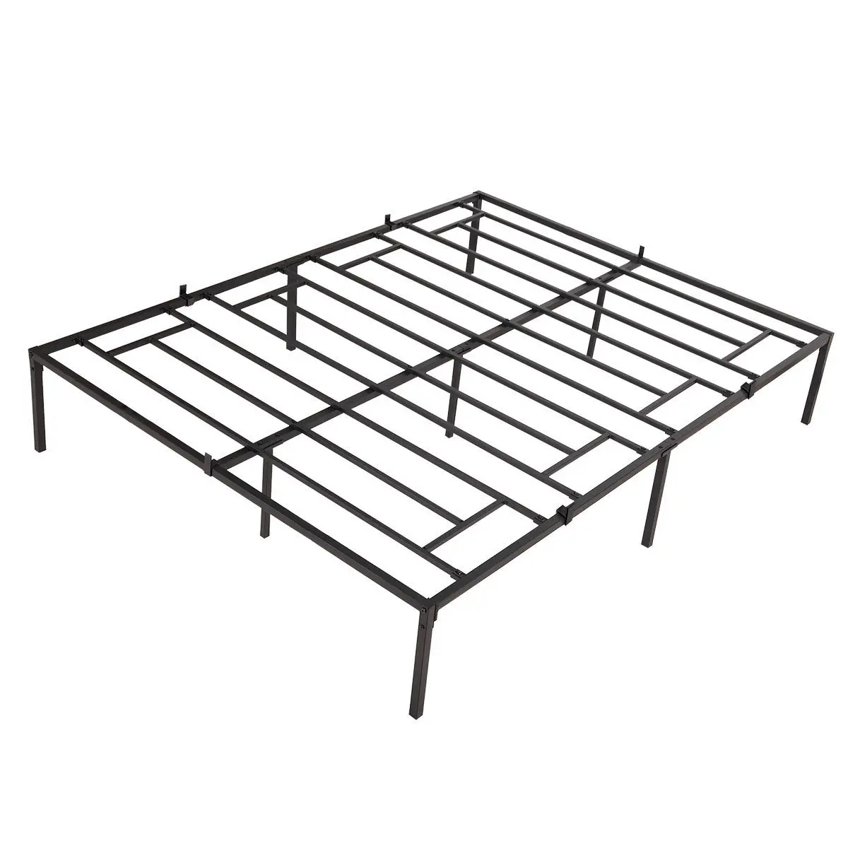 Large Iron Frame Flat Bed Queen/Full Size Black 1530x2030x350MM Easy to Assemble Stylish Modern[US-Stock]