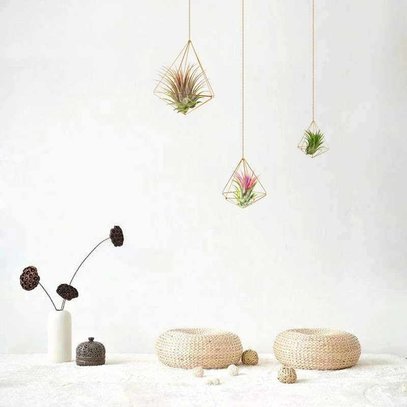 5 Packs Air Plant Holder Mini Metal Tabletop Himmeli Decor Modern Geometric Planter Tillandsia Air Fern Display Stand