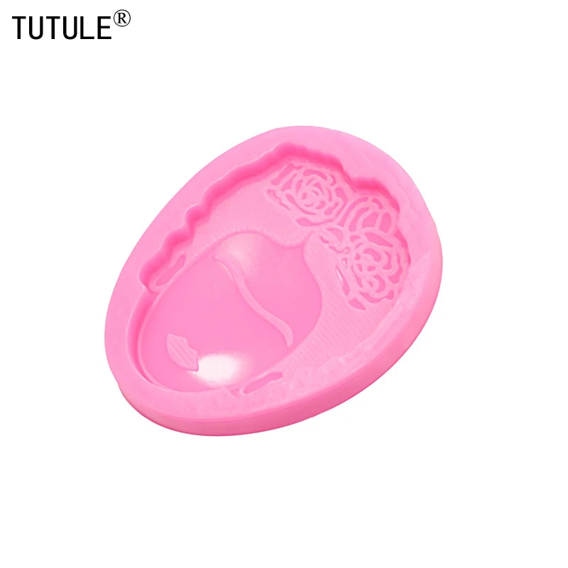 Shiny rose head silicone mold casting epoxy art supplies keychain Earring and polymer clay Mould Food Grade Baking Mould