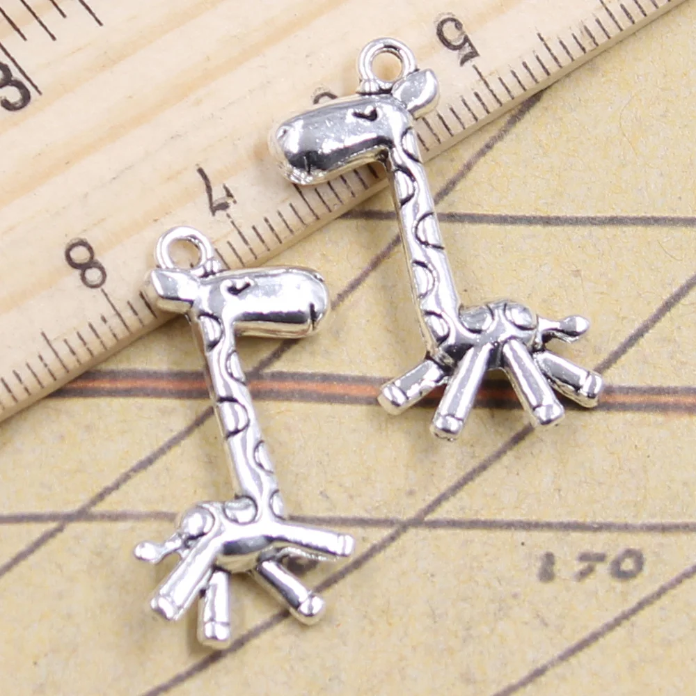 15pcs Charms Running Giraffe Deer 29x19mm Tibetan Bronze Silver Color Pendants Antique Jewelry Making DIY Handmade Craft