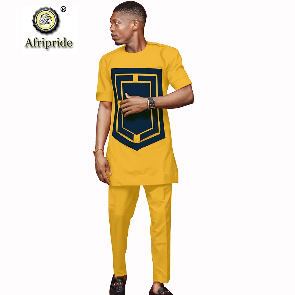 2024 African Shirt Suit for Men Dashiki Short Sleeve Tops and Ankara Pants Print Outfit Clothing Tracksuit AFRIPRIDE S1916024