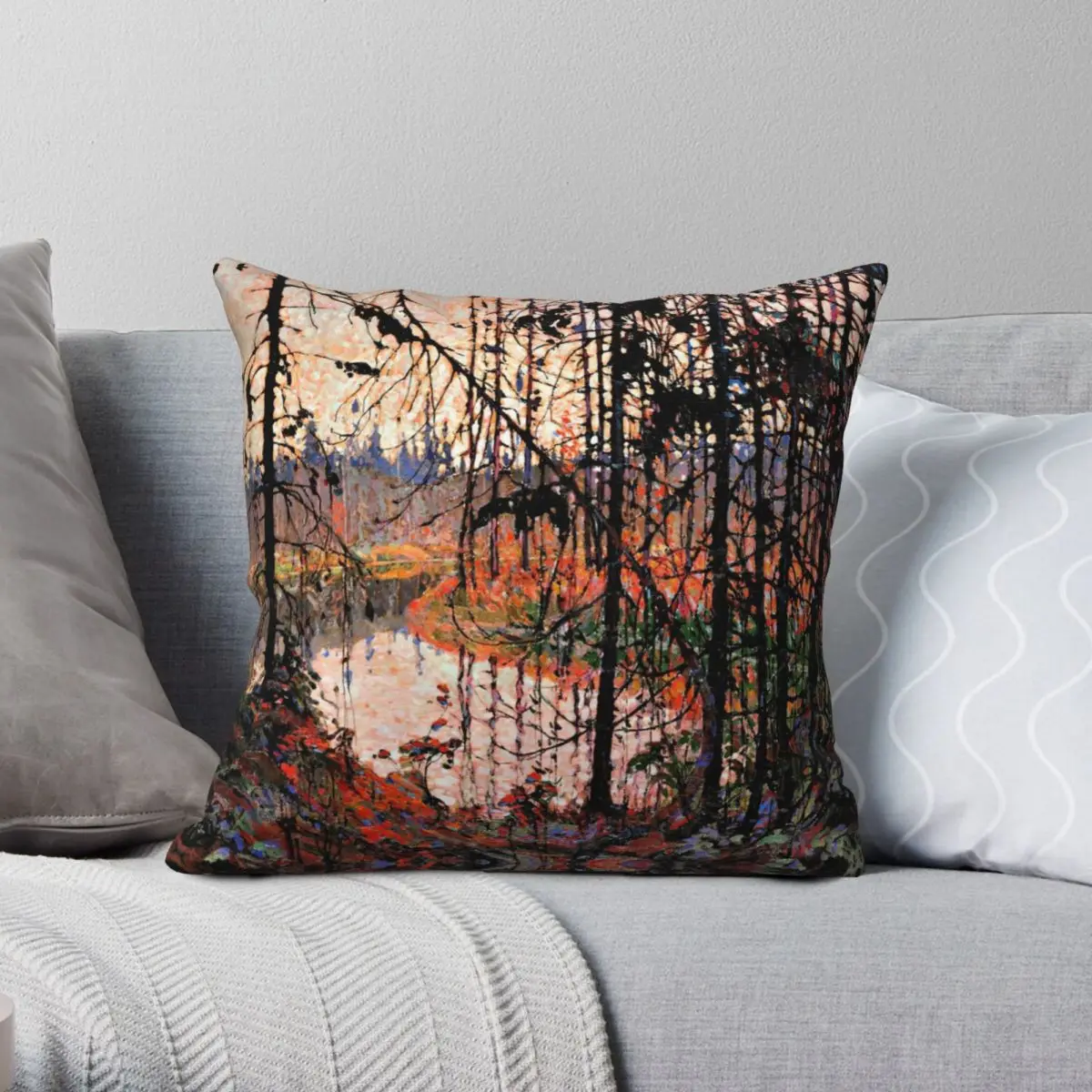 Tom Thomson Northern River Pillowcase Polyester Linen Velvet Printed Zip Decor Throw Pillow Case Home Cushion Cover