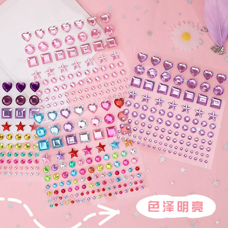 1 Sheets Girly Heart Diamond Stickers Cute Creative DIY Mobile Photo Album Decoration Color Stickers Stationery Scrapbooking