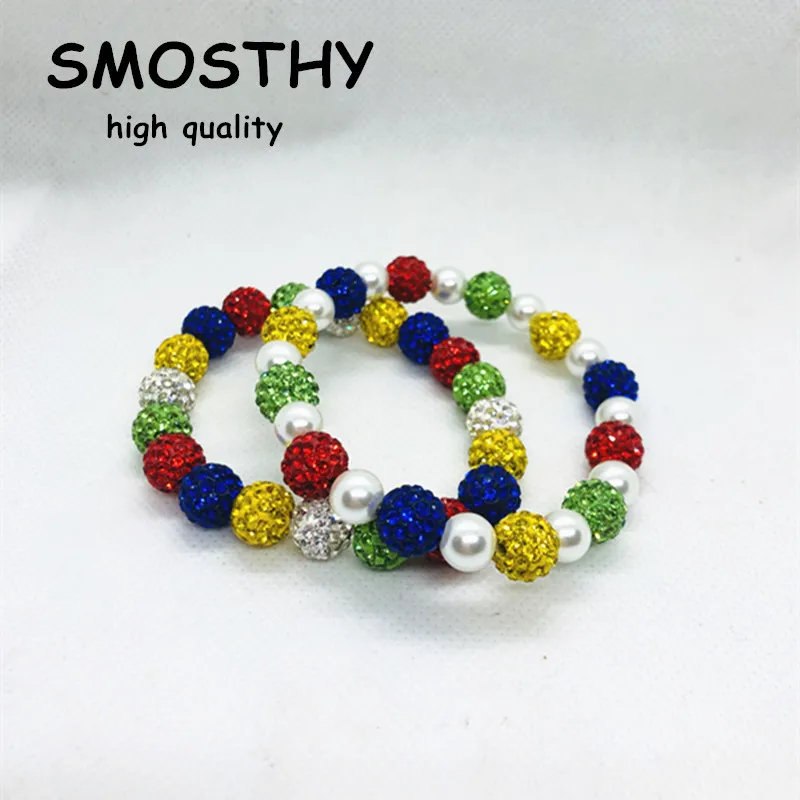 High Bling OES Colorful Clay Bead Bracelet High White Glass Pearls DIY Order Of The Eastern Star handmade Jewelry.OGL154.1pcs