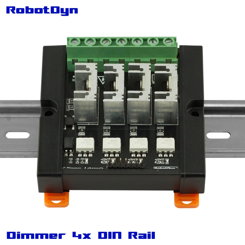 DIN rail Dimmer Module, 4 Channels, 3.3V/5V logic, AC 8A/300V per channel