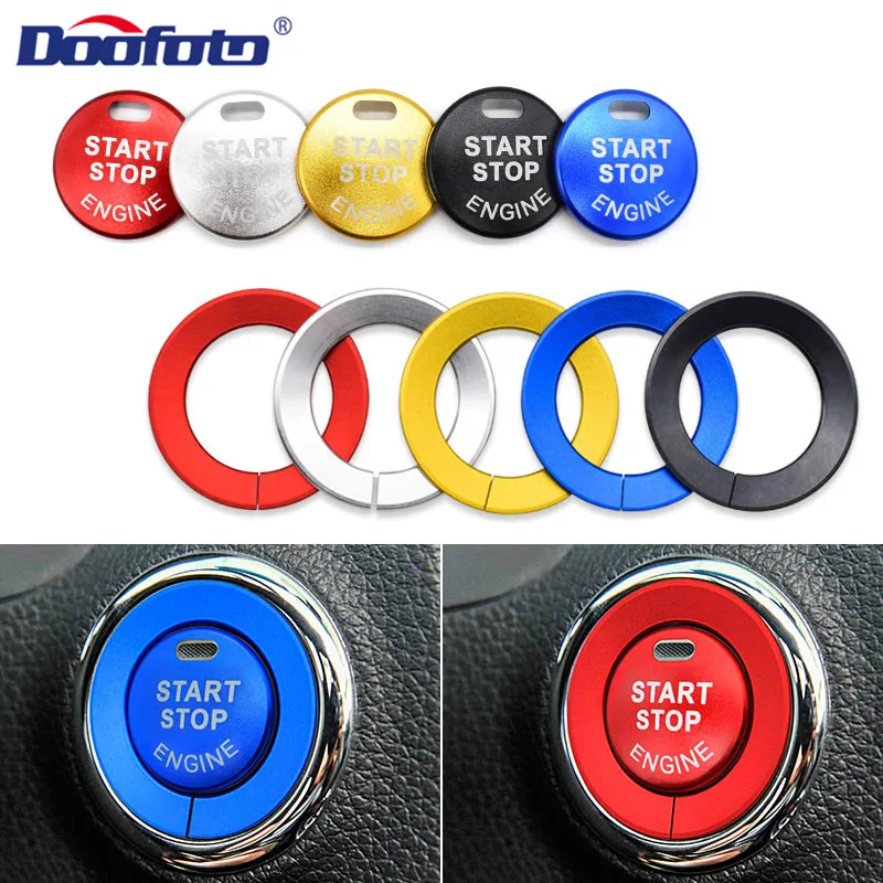 Doofoto Car Interior Sticker Start Stop Engine Button Cover Ring For Nissan Qashqai X-trail T32 Rogue Murano Teana Accessories