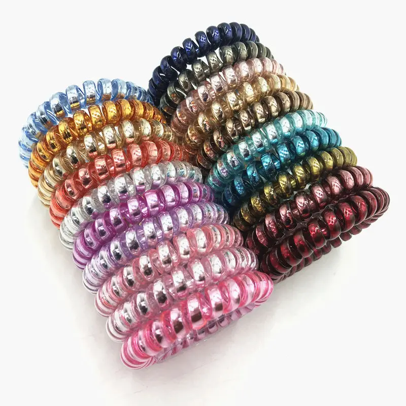 20pcs Metallic Telephone Wire Bands Girls Hair Ties Scrunchy Spring Rubber Band Gum Hair Accessories Hair Rubber Rope