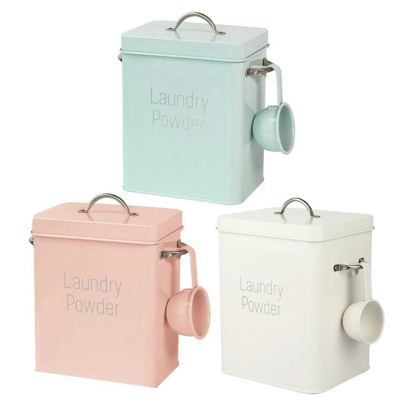 

Multifunction Iron Rice Bucket Rice Storage Box Washing Powder Bucket Sealed Jar Moisture-Proof Sundries Laundry Powder Bucket