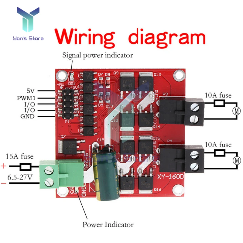 160W 7A 12V 24V Dual Channel DC Motor Driver Module L298 Logic Control Signal Optocoupler PWM Drive Motor Braking