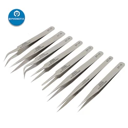 Stainless Steel Curved Tweezers Anti-static Forceps Precision Tweezers for PCB Link Jumper Wire Soldering Repair