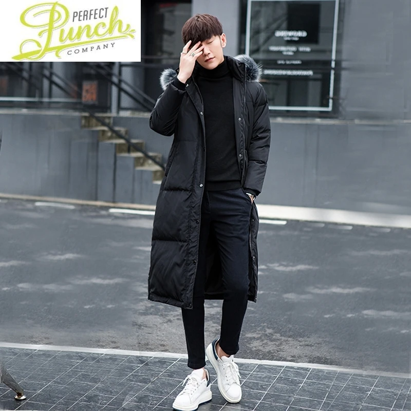 

20% White Duck Style Korean Down Jacket Men Coat Real Fox Fur Collar Long Coats Thicken Mens Clothing Plus Size 6XL 2021 WPY1210