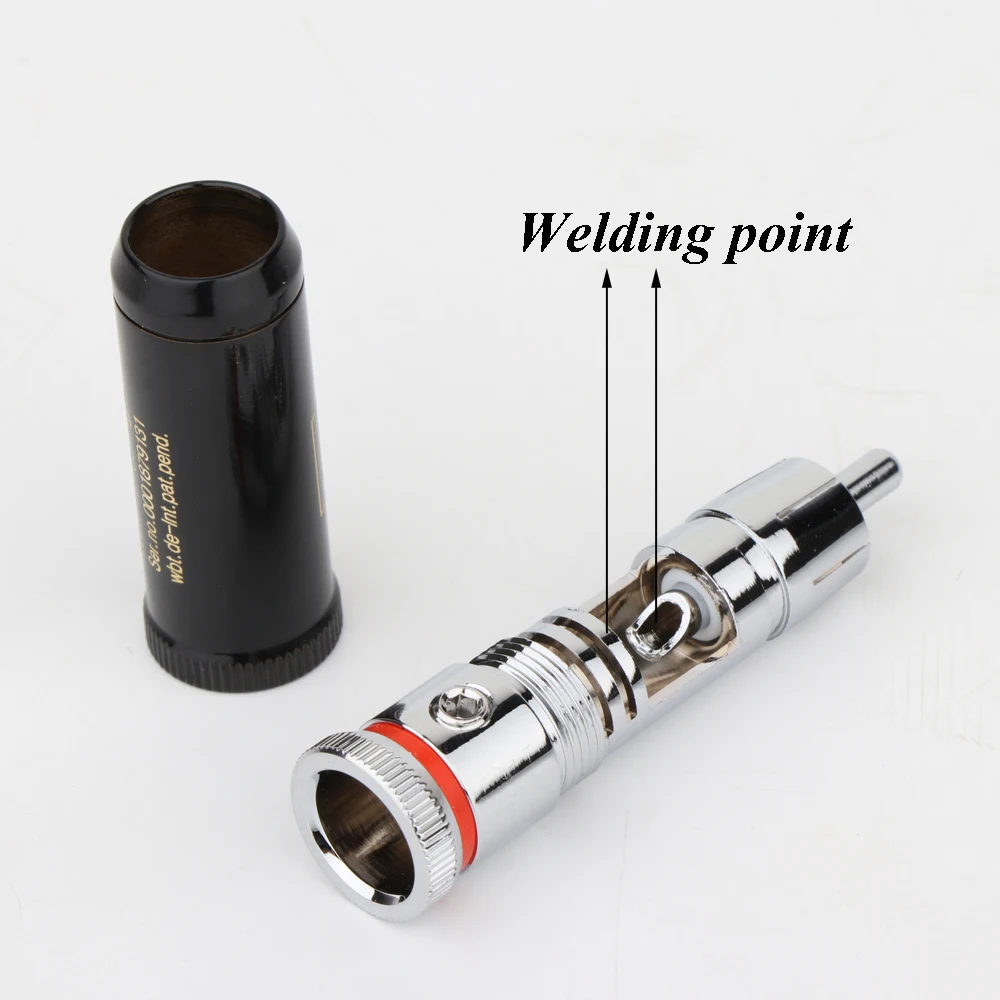 

4 Pcs R1743 Hi-End Rhodium plated RCA Plug Male Connector HIFI rca plug solder Audio rca plug wbt-0102 type