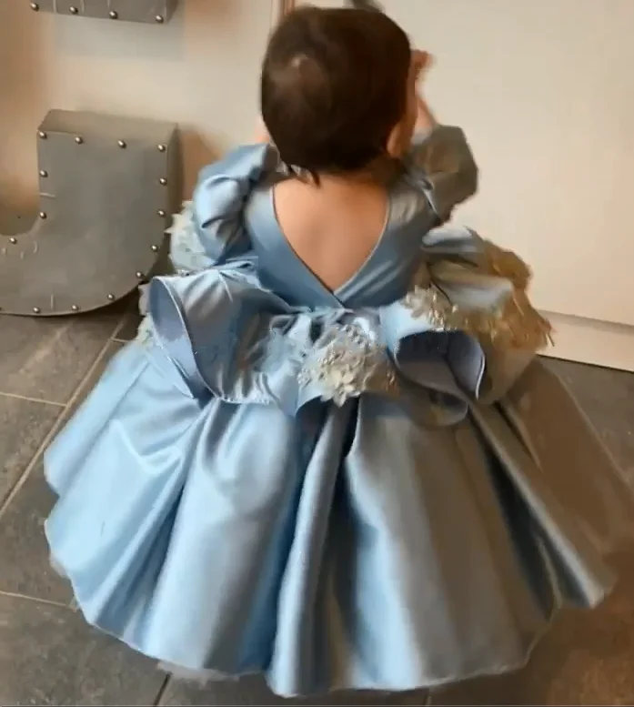 Nieuwe Baby Meisje Verjaardag Jurken Kinderen Kleding Met Korte Mouwen Bloem Meisje Jurk Kinderen Wedding Party Gown