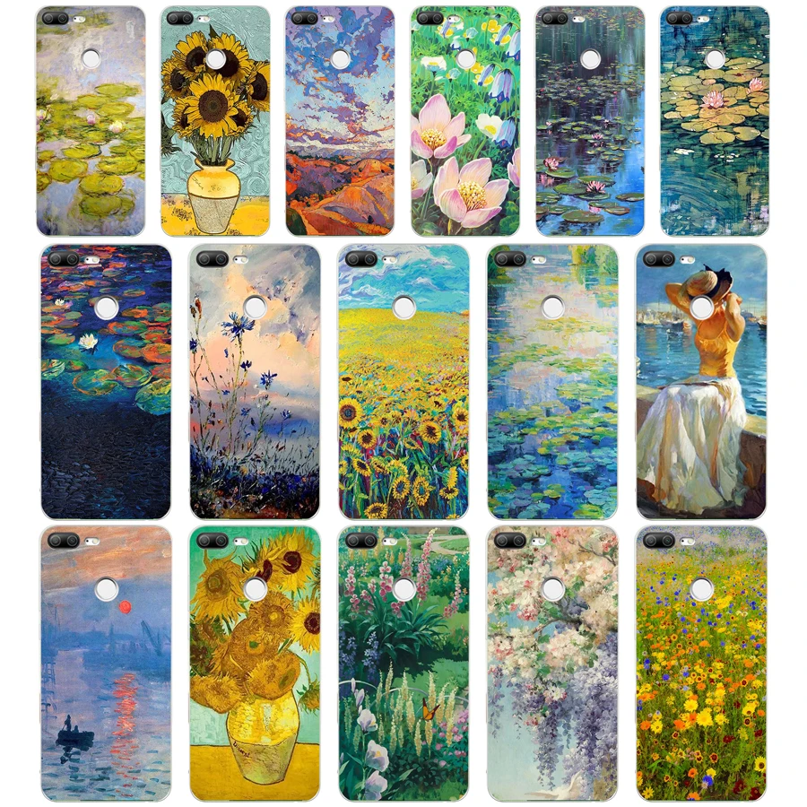 361FG Claude Monet Oil Painting Sunflower gift Soft Silicone Tpu Cover phone Case for huawei Honor 9 10 20 Lite Pro