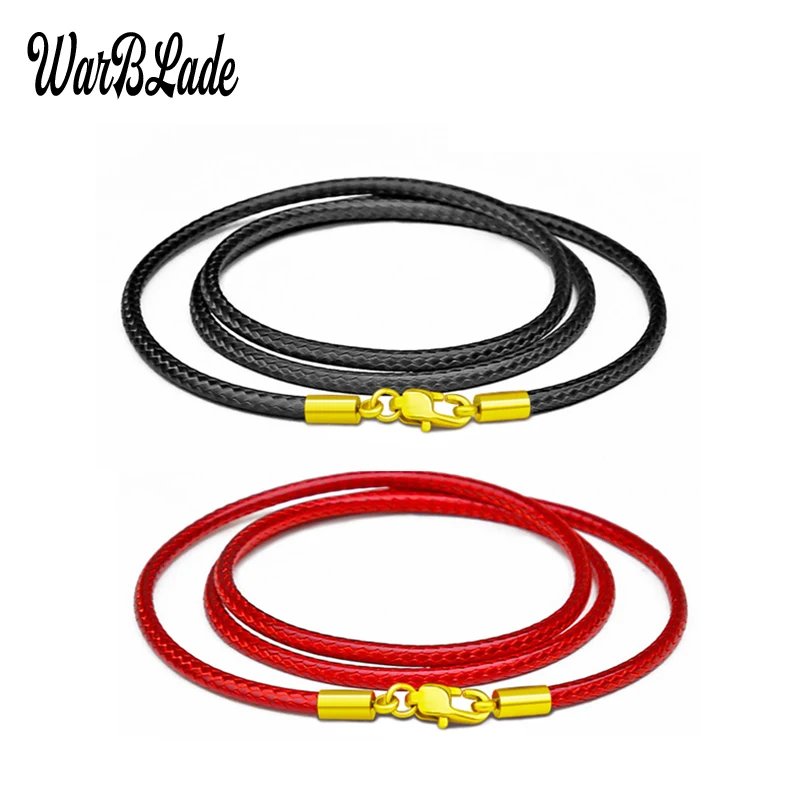 2021 New Leather Cord 40-60cm Necklace Cord Wax Rope Chain With Stainless Steel Lobster Clasp For Men Women DIY Necklace Making