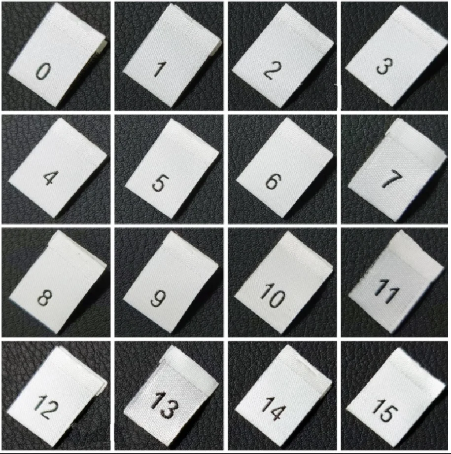 200pcs Size Labels for Garment Number 0-39 Size Black/White/ Polyester Woven Folded Labels Clothes Sewing Tags 35*12MM LB-036