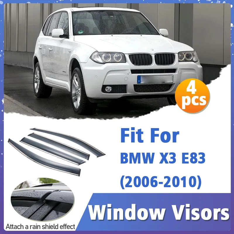 

Window Visors Guard for BMW X3 E83 2006-2010 Visor Vent Cover Trim Awnings Shelters Protection Guard Deflector Rain Rhield 4pcs