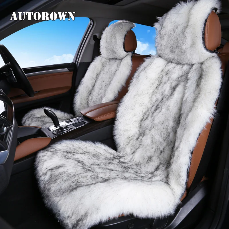 AUTOROWN Artificial Sheepskin High Quality Long Fur Car Seat Cover Front Seat Universal Size Basic Function 2018 New Fashion