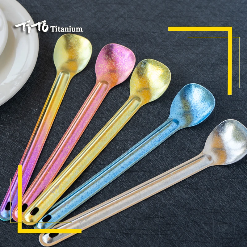 TiTo Titanium Spork Longhandle Outdoor travel spoon fork Portabale Flatware Camping fork spoon sports Backpacking titanium spoon