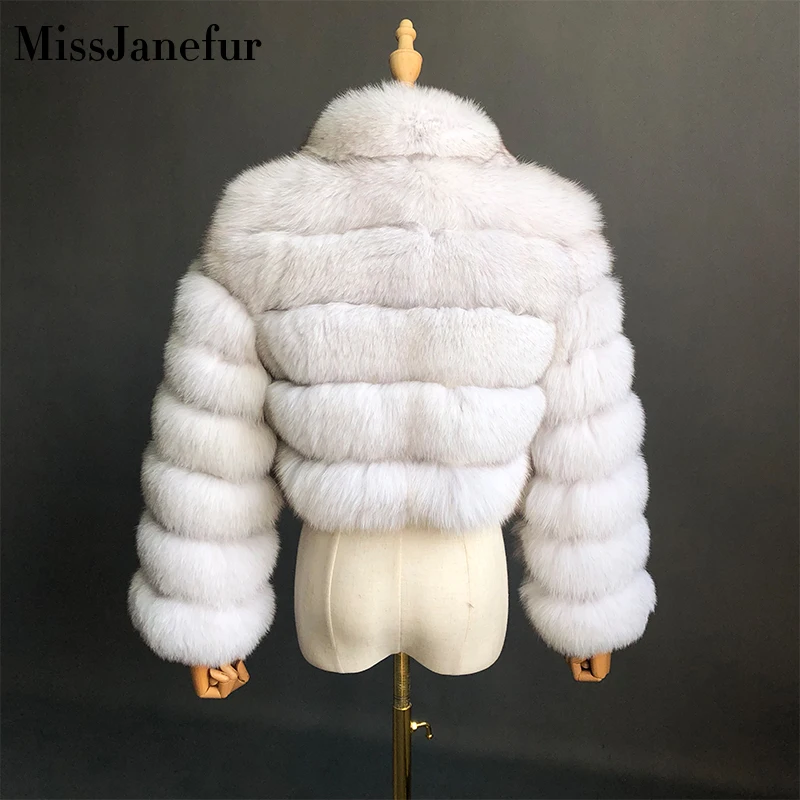 MISSJANEFUR-Manteau court en fourrure véritable pour femme, fourrure de renard naturelle, manches longues, vêtements chauds, personnalisé, hiver, vente en gros, 2022