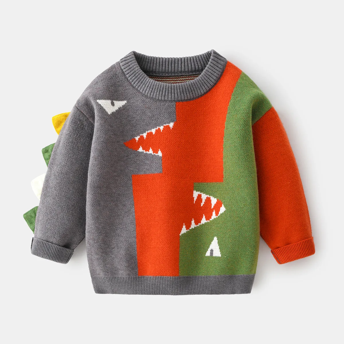 New 2020 Kids Children Pullover Sweater Autumn Winter Boys Cute Cartoon Dinosaur O-neck Knitted Jumper Sweaters Tops Clothing