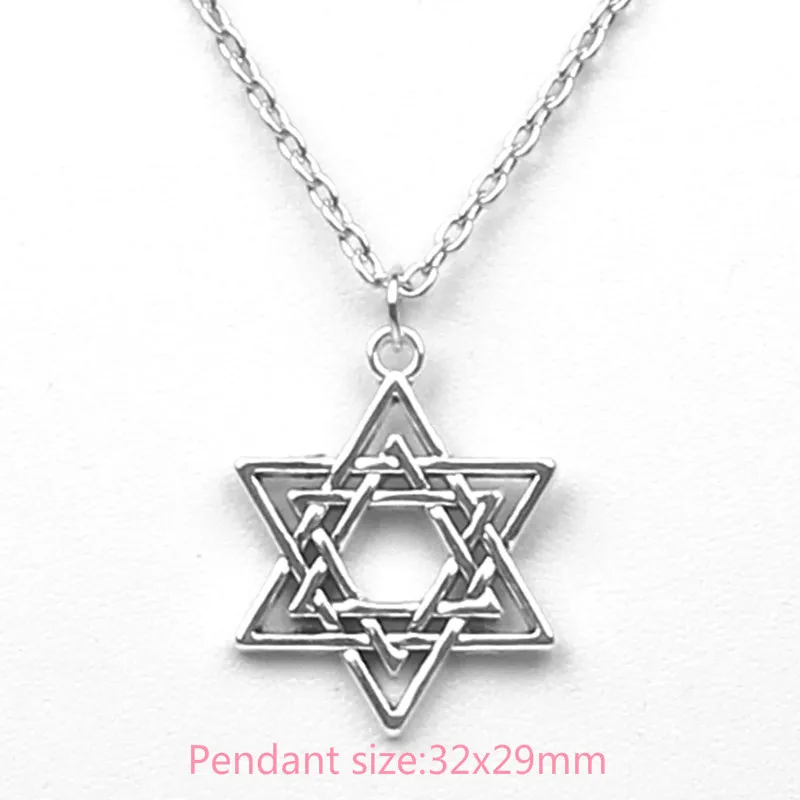 Hot Steampunk Hexagon Star Pendant Necklace Inverted Triangle David Star Pendant Clavicle Chain Necklace Kolye Dropshipping