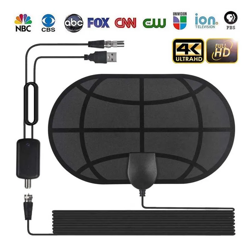 4K 25DB High Gain HD TV DTV Box Digital TV Antenna 980 Miles Booster Active Indoor Aerial HD Flat Design