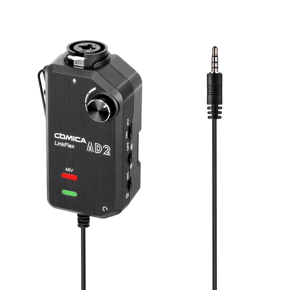 Comica AD2 XLR/ 6.35mm Microphone Preamp with XLR/Guitar Interface Adaptor for iPhone iPad Mac/PC  Android Phone DSLR Cameras