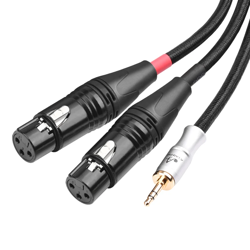 Hifi 3.5mm To 2XLR Cable Hi-End 6N OFC  Stereo Jack 3.5mm to Dual XLR 3 Pin for PC Headphone Mixer 1/8\