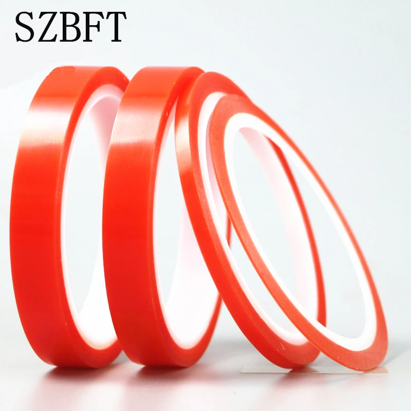 SZBFT 2rolls 1mm~5mm*5M Strong pet Adhesive PET Red Film Clear Double Sided Tape No Trace for Phone LCD Screen free shipping