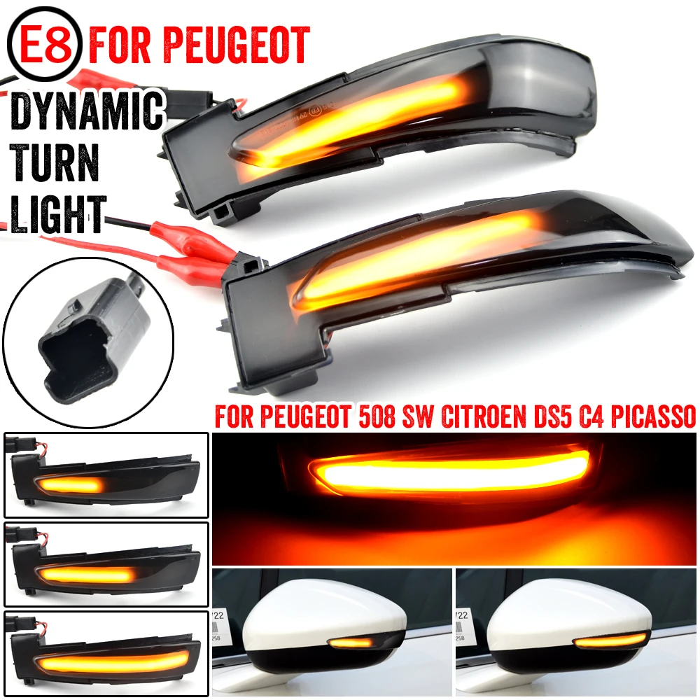 

2Pcs Dynamic Blinker For Peugeot 508 SW 2010-2017 LED Sequential Turn Signal Light For Citroen DS5 C4 Grand Picasso II 2011-2017