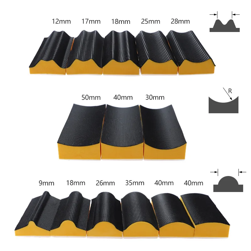 Grinding Polishing Blocks 16pcs Kits Groove Shaped Grinding Chassis Self-Adhesive Flocking Sandpaper Sticky Disc