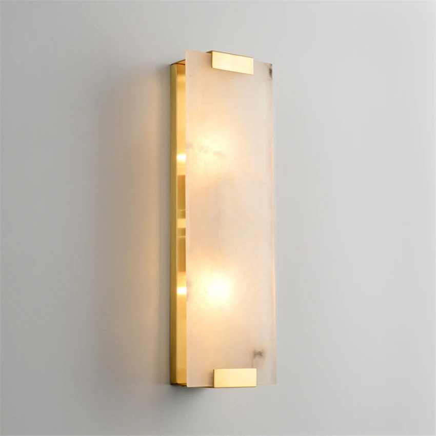 Chinese All-copper Cloud Stone Wall Lamps Marble Modern Bedroom Living Room Corridor Aisle Mirror Headlights Wall Light Fixtures