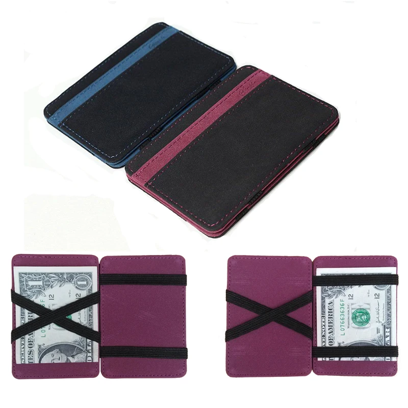 Hot Sale Men's Leather Magic Wallets Fashion Women Small Designer Purse Bank Credit Card Holder For Man Money Bag Cash Clip