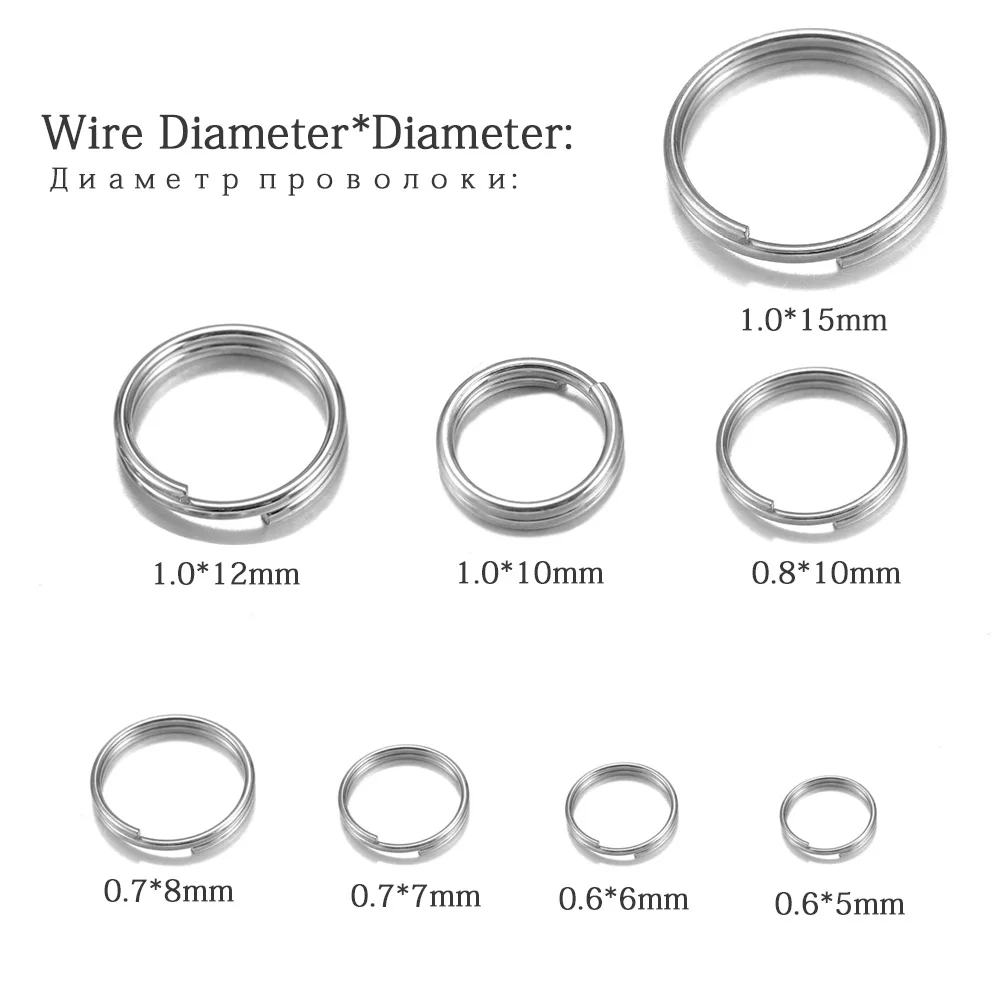 Aço inoxidável Open Jump Split Anéis, Double Loops Conectores, DIY Fazer Jóias, Chaveiro Suprimentos, 6mm, 8mm, 10mm, 12mm, 50-100Pcs por lote