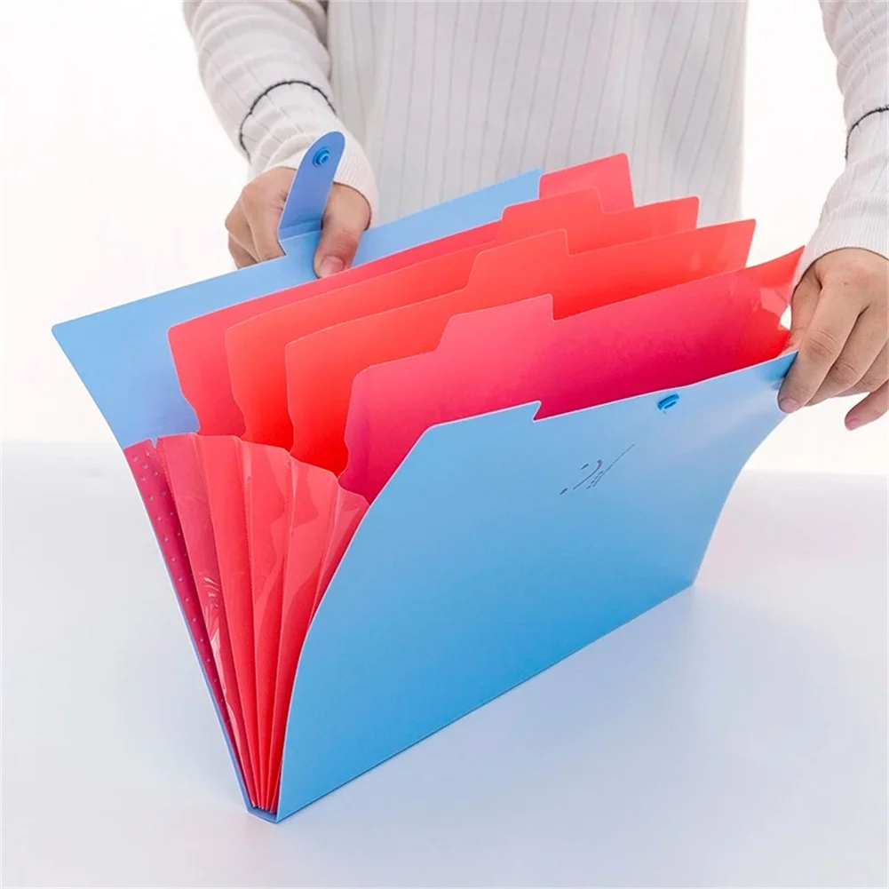 A4 Expanding File Folder 5 Pockets Accordion Document Organizer Plastic Portfolio Accordion Folder Diary Office School Supplies