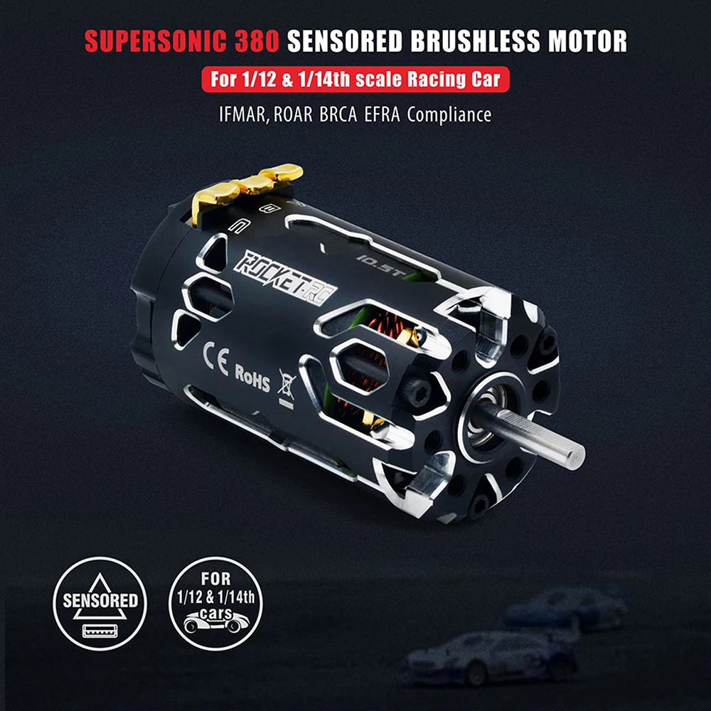 Rocket-RC 380 Brushless Motor 2-3S 3.175mm Shaft Sensored Motor for 1/12 1/14 Wtloys Remo Hobby XLH Timaya Redcat RC Car