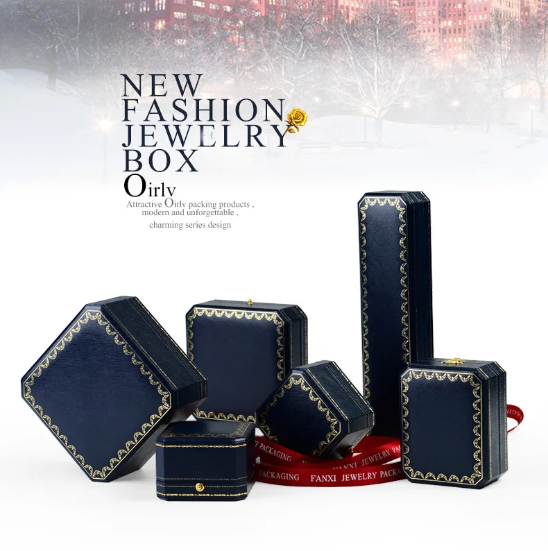 Oirlv Königsblaue Ringbox aus PU-Leder 10,5*8*4,5cm Schmuck-Organizer-Box für Verlobungs- und Hochzeitsschmuck Geschenkbox Schmuckringbox – Detail 1