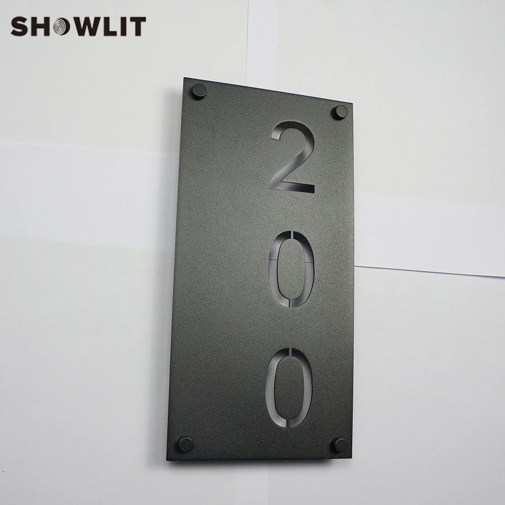 Vertical Black Steel Metal Door Sign House Number Door Plaque