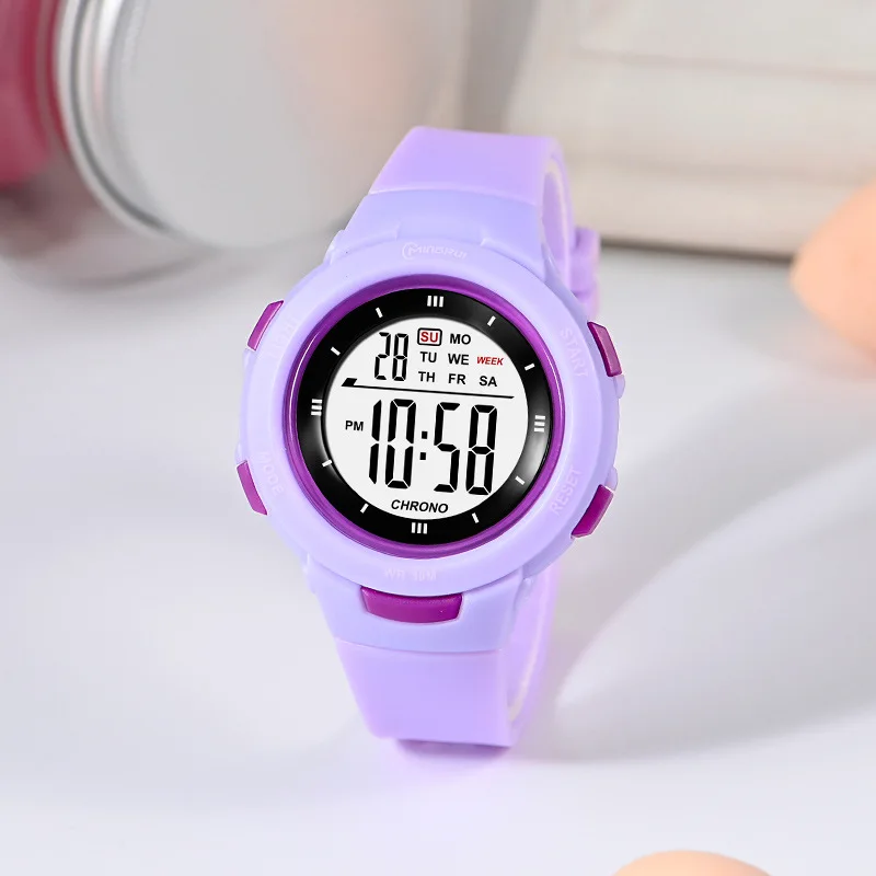 Montre électronique pour enfants, boucle ardillon, étanche, réveil lumineux multifonctionnel, tendance