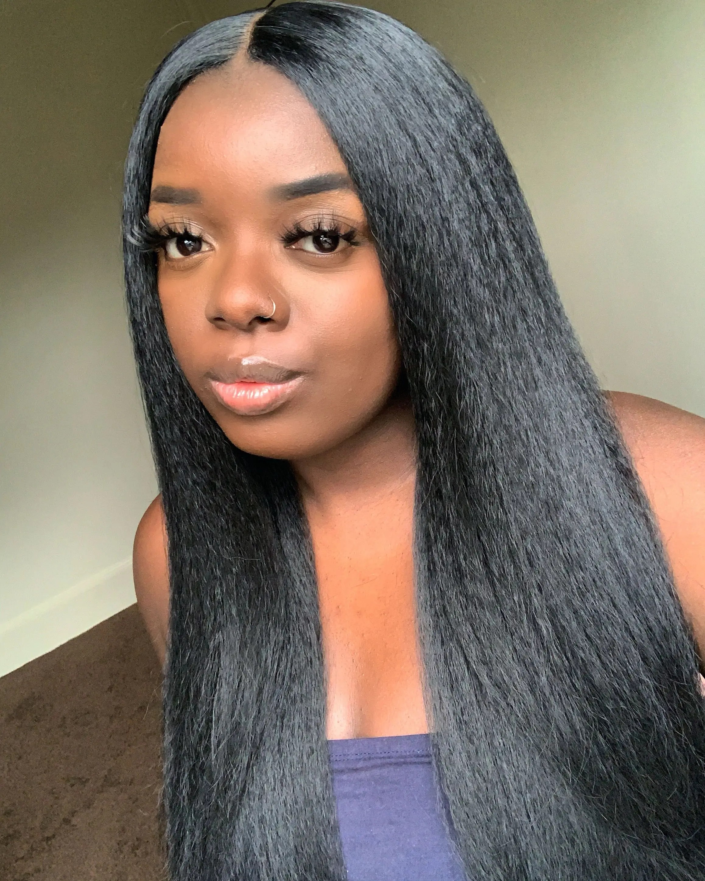 

Uneed Brazilian Kinky Straight Lace Wigs for Black women 4X1 T Part Lace high density long Remy hair